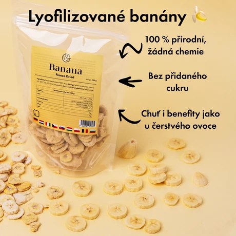 Sada lyofilizovaného (mrazem sušeného) ovoce – jahody, maliny, banány a mango 🍌🥭🍓