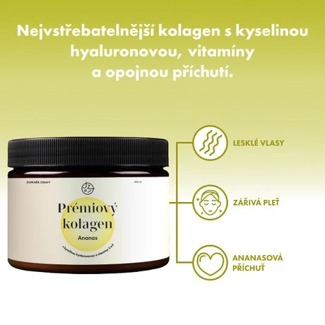 Prémiový kolagen s kyselinou hyaluronovou a vitamíny C a E (příchuť ananas)